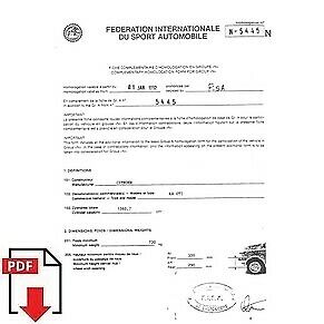 Fiche d'homologation FIA 1992 Citroen AX GTI PDF à télécharger
